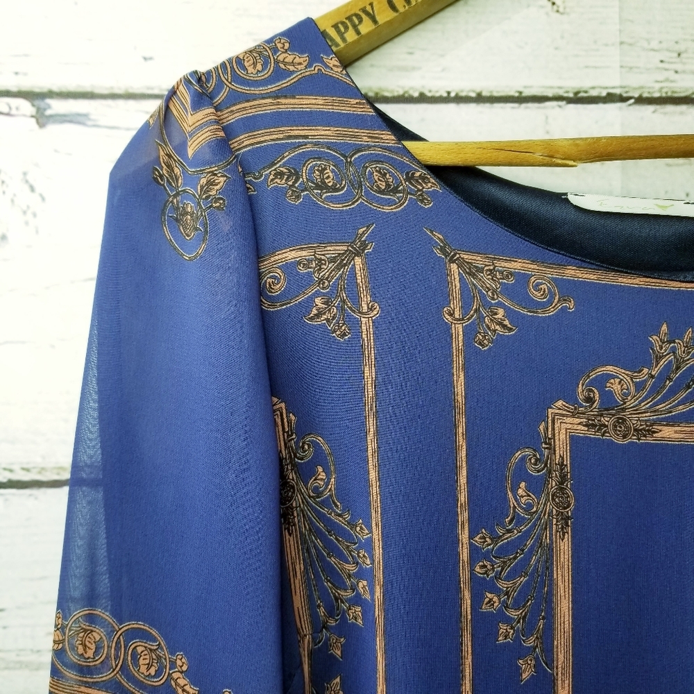 Ezra Blue and Pink Shift Dress - Picture 4 of 8